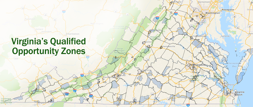 Click to be taken to an interactive Opportunity Zone map for Virginia