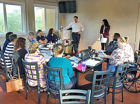 Gentry Locke attorneys Brett Marston and Alicha Grubb present to the NAWIC Roanoke Valley Chapter on April 16, 2019.