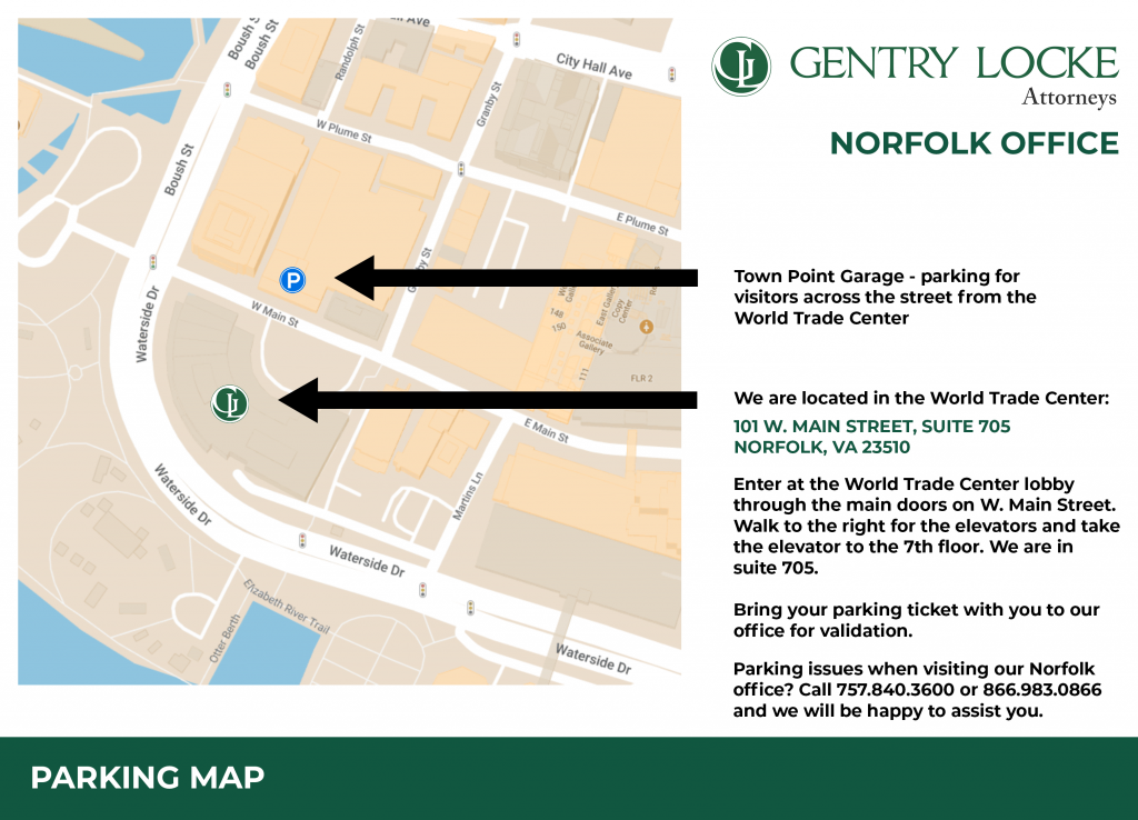 Gentry Locke Norfolk Office Parking Map