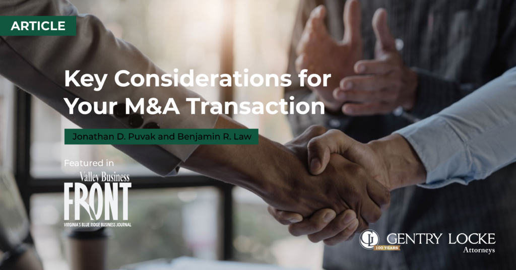 Key Considerations for Your M&A Transaction Article