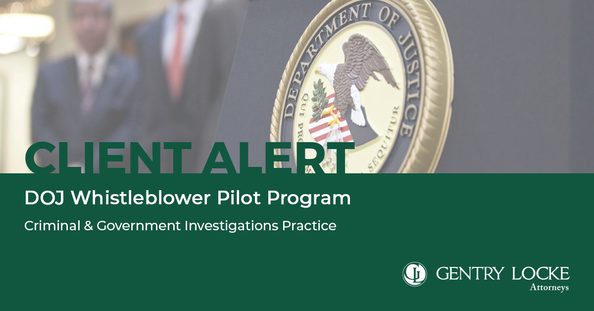Client Alert DOJ Whistleblower Program