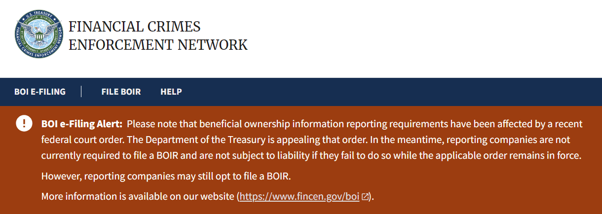 Financial Crimes Enforcement Network Website
