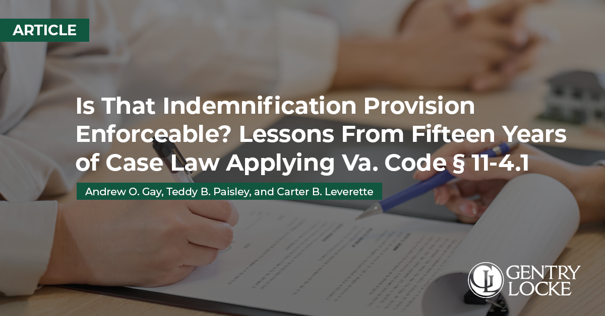 Indemnification Article